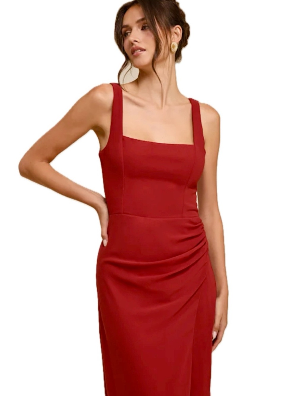 NWT - Lulus Glamorous Disposition Rust Red Ruched Maxi Dress - Corset, Elegant